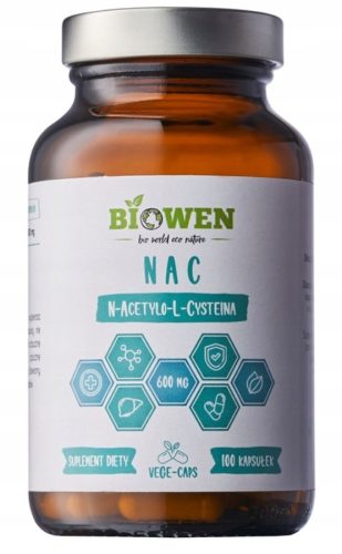 Biowen NAC 600 mg - 100 kapsul, dodatek brez glutena in polnil