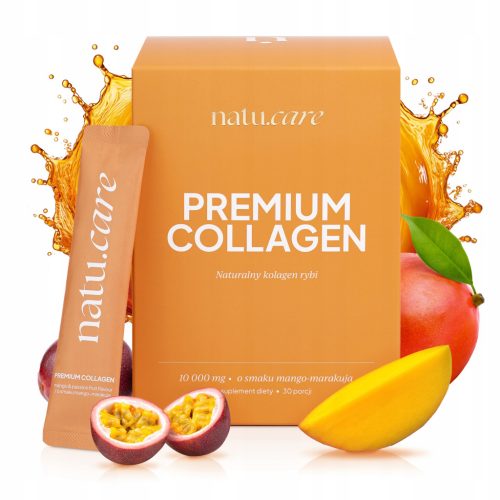 Natu.Care Premium Kolagen 10000 mg z Okusom Manga in Marakuje - Pijači Kolagen za Kožo, Lase in Sklepe