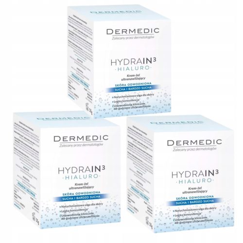 DERMEDIC Hydrain 3 Hialuro: Ultravlažilna Krema-Gel za Suho Kožo, 50g