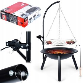  Velik kovinski vrtni KAMIN za taborni ogenj z visečo žaro