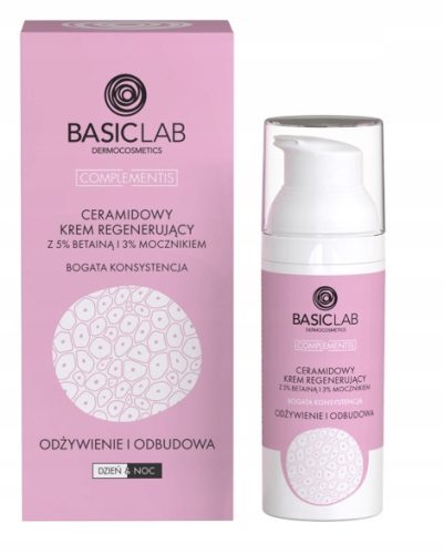 BasicLab Ceramidna regeneracijska krema z 5% betainom in 3% ureo, 50 ml