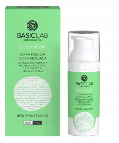 BasicLab Lahek Normalizacijski Emulzijski Krem 50ml za Mastno in Mešano Kožo