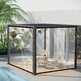 Prozorna vrtna ponjava PVC 3x4m z očesi za vrt in balkon