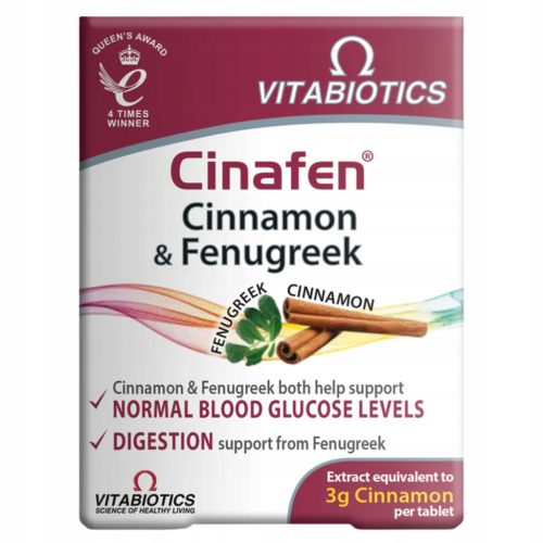 VITABIOTICS Cinafen s cimetom in triplato - podpora za krvni sladkor in prebavo, 60 tablet