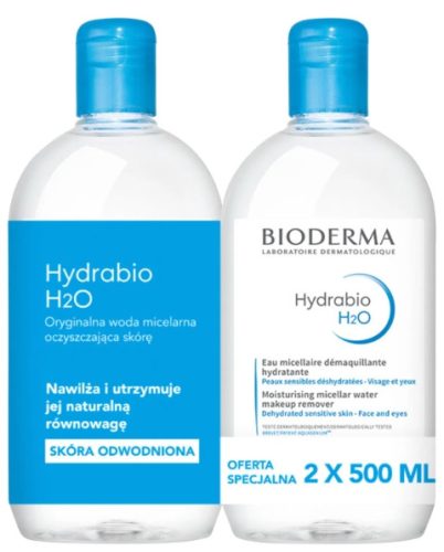 Paket dveh Bioderma Hydrabio H2O micelarnih vod za odstranjevanje ličil, 2x 500 ml