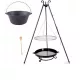  ŽAR XXL Kurišče 80 cm Inox REŠETKA 80 cm + LITOŽELEZNI LONEC 8 l