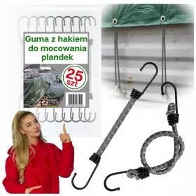   Set elastičnih gum s kavlji 40cm za pritrditev pokrovov, tovorov - 25 kosov