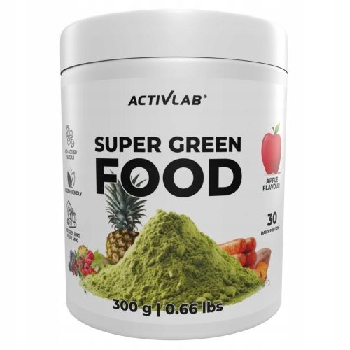 Activlab Super Green Food z Okusom Jabolka - 300g, Bogato z Vitaminami in Rastlinskimi Izvlečki