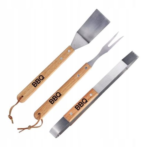  Edco BBQ GRILL SET POSODE 3 KOS 5X34CM NERJAVEČE JEKLO/HRAST