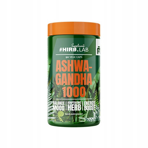Ashwagandha 1000mg Hiro Lab - 90 kapsul za zmanjšanje stresa, izboljšanje spanja in splošno podporo telesnemu zdravju
