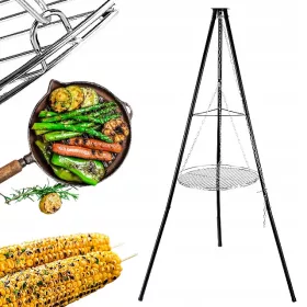  STATIV Z REŠETKO VRTNI VISEČI ŽAR VELIK ZA KAMIN 150 CM