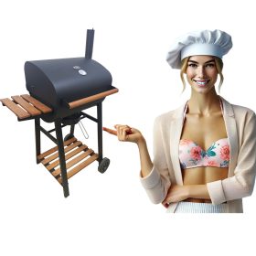    DEKRAFT SOD ZA ŽAR NA OGLJE Z LITOŽELEZNO REŠETKO, DRVA, DIMNIK