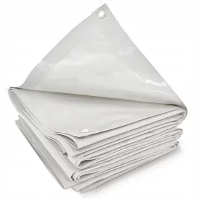   Belá zaščitna industrijska ponjava 3x5 m z aluminijastimi očesci 650g/m2