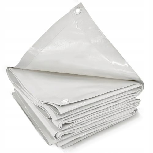 Belá zaščitna industrijska ponjava 3x5 m z aluminijastimi očesci 650g/m2