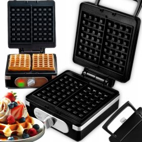    Pekač za vaflje ELECTO WAFFLE MAKER BLACK 2 FLUFFY WAFFLES SOLID 2000 W črn