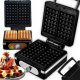  Pekač za vaflje ELECTO WAFFLE MAKER BLACK 2 FLUFFY WAFFLES SOLID 2000 W črn