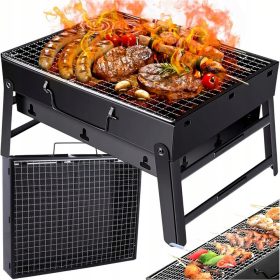    GRILL POTOVALNI TURISTIČNI PRENOSNI NA OGLJE KAMPIRANJE ZLOŽLJIV KOVČEK