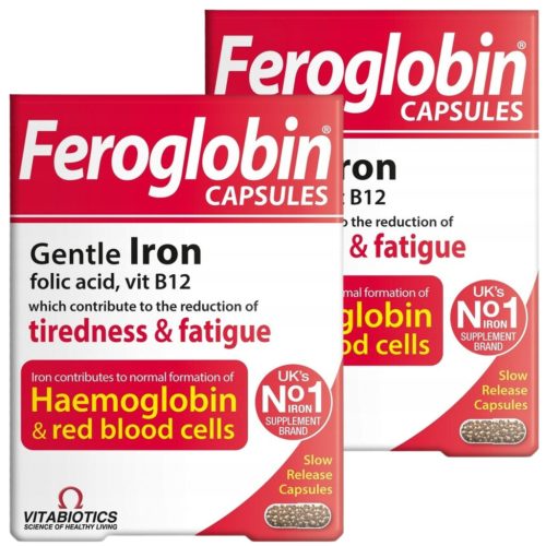 Feroglobin Kapsule z Železom, B12 in Folno Kislinho - Podpora za Zdravje Krvi