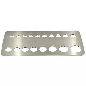    Ploščati kovinski kalibrator z 18 luknjami za mehko sadje - od 14 do 40 mm