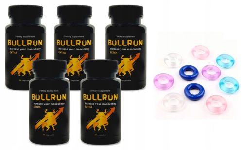 BULLRUN EXTRA: Naravni Dodatek za Moško Vitalnost in Seksualno Zdravje (5 Paketov + GRATIS Erekcijiski Obroček)