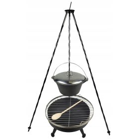    Kurišče za žar 40 rešetka 40 litoželezen kotel 8 L pokrov