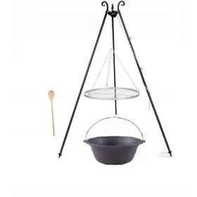  ŽAR inox rešetka 55 cm + LITOŽELEZNI LONEC 8 l