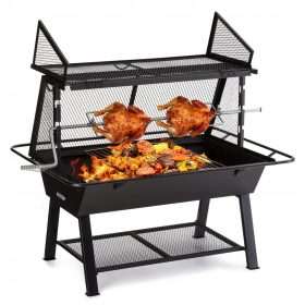  Milos Alto žar na oglje z žarom, lesena polica