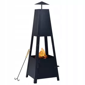 Vrtni kamin, črn, 35x35x99 cm, jeklo