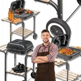    Vrtni žar na oglje s pokrovom in stransko mizico za vrt in parcelo