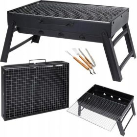    Vrtni žar turistični jekleni zložljivi črni za kampiranje Light + set