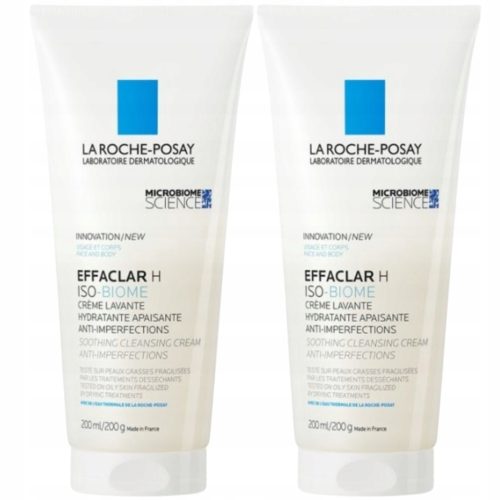 La Roche-Posay Effaclar H Iso-biome: Pomirjajoča čistilna krema (2x200ml)