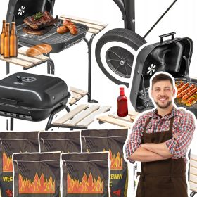    Vrtni žar na oglje s pokrovom in stransko mizico za vrt + 10kg premoga