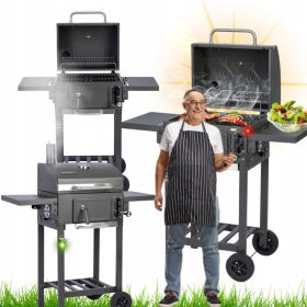    JEKLENO OGLJE VRTNI ŽAR LITOŽELEZNA MREŽA TERMOMETER Z ZAPRTIM POKROVOM