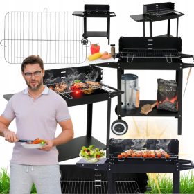    PRENOSNI VRTNI ŽAR NA OGLJE S KOLESI, POLIČKO IN KROMIRANO REŠETKO