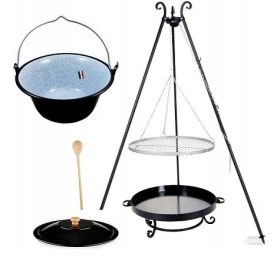   ŽAR XXL INOX rešetka 80 cm Kurišče 80 cm + KOTEL 10 L + POKROV