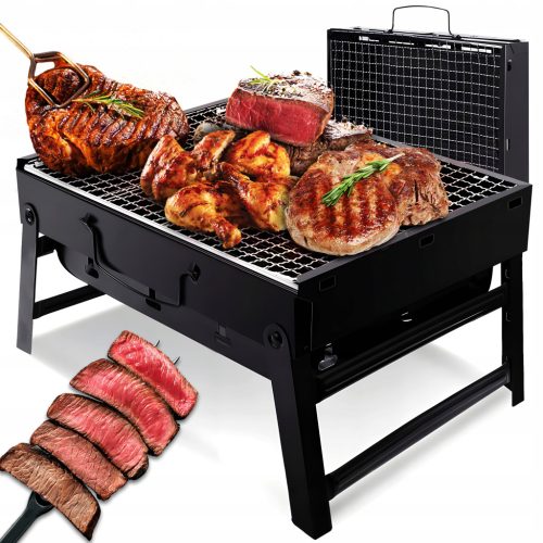  TURISTIČNI ŽAR PRENOSNI NA OGLJE ZLOŽLJIV KOVČEK ZA KAMPIRANJE BBQ KAPACITETA
