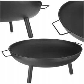    GARDEN FIRE PIT VRTNI ŽAR 58cm OKROGLA SKLEDA ZA TABORSKI OGNJI ROČAJI