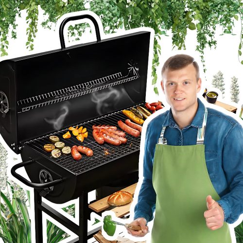  Vrtni žar Mize za sod jeklena masivna rešetka s termometrom in regulacijo