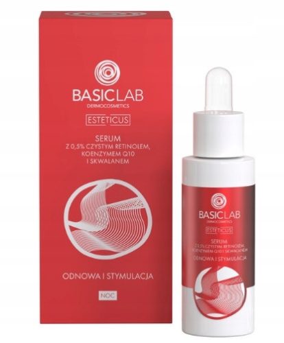 BasicLab Esteticus Serum z 0,5% Čistega Retinola, Koencimom Q10 in Skvalanom 30ml