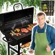  Vrtni žar Mize za sod Jeklena masivna rešetka s termometrom + 6 kg premoga