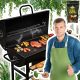  Vrtni žar Mize za sod Jeklena masivna rešetka s termometrom + 2 kg premoga