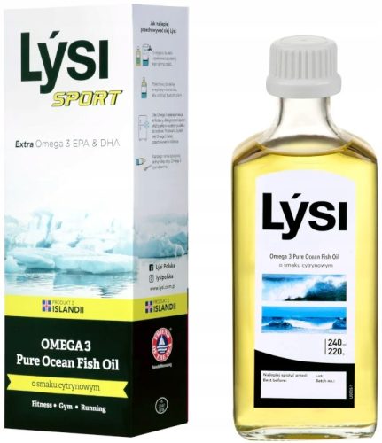 LYSI Sport Čisti ocean Omega-3 Ribje olje z limoninim okusom, 240 ml