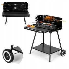    Vrtni žar in peč z nastavljivo rešetko, dvema velikima policama, kolesi