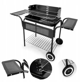    Vrtni žar na oglje s kovinskimi policami in nastavljivo rešetko 53x34 cm