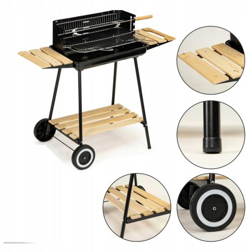  Veliki vrtni žar na oglje na kolesih Rotisserie 3x police Premium Grill