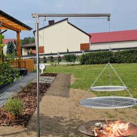    VRTNI ŽAR IZ NERJAVEČEGA JEKLA DERJALNA ROKA + REŠETKE 50 IN 90 CM + INOX KOLUT