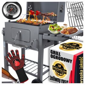    Vrtni žar na oglje za brikete Zaprt BBQ PRENOSNI S POKROVOM +