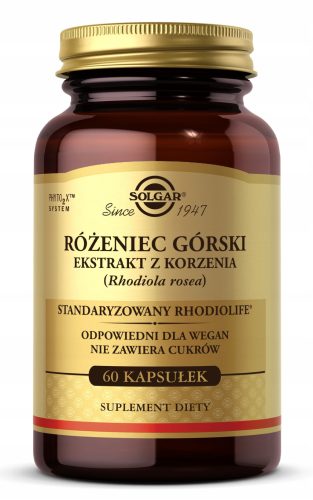 Solgar Rhodiola Rosea kapsule za podporo pri stresu - brez umetnih dodatkov, primerno za vegane
