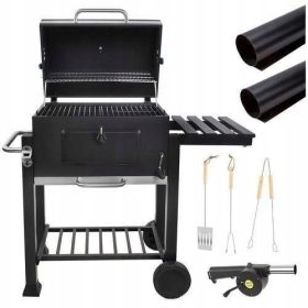  Velik vrtni žar na oglje s pokrovom + puhalo