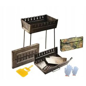    Mangal kovček Grill zložljiv prenosni 2 mm. za 8 šamponskih nabodal
